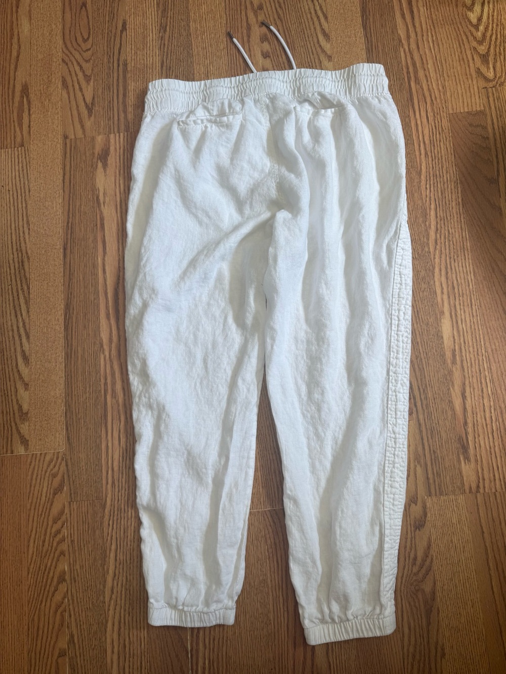 Athleta Cabo Linen Jogger Pants Size 16 White Pull On Drawstring Waist - Picture 3 of 12